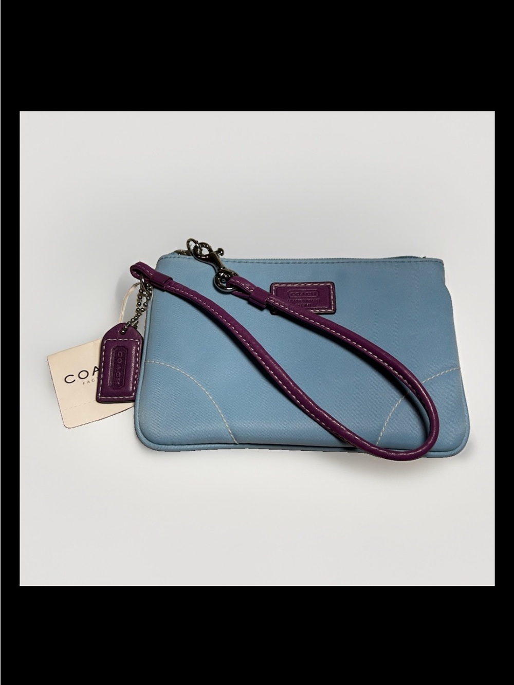 Coach Hamptons Mini Nylon Tote&Wristlet Set,Light Blue/Purple Leather-2005 #6268 - Picture 11 of 13